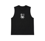 A black sleeveless muscle tank top featuring a white distressed graphic of a stylized letter 'B' with a running figure and the text 'BREAKAWAY RUN CLUB' printed on the chest, shown against a plain white background.