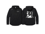 Black pullover hoodie shown from the front and back on a light gray background. The front has white 'BREAKAWAY RUN CLUB' text on the left chest, and the back features a large white distressed letter 'B' graphic with smaller 'BREAKAWAY RUN CLUB' text below.